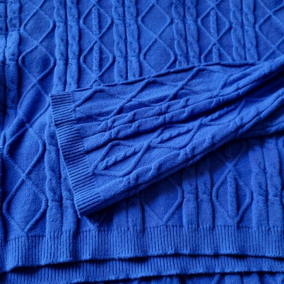 Cable Knit Passion Blue Pantsuit Loungewear Sweater Set Sz M - Picture 6 of 9